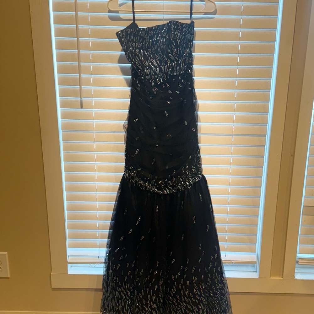 Jessica Mcclintock Dress Women's Black Mermaid Glitter Tulle